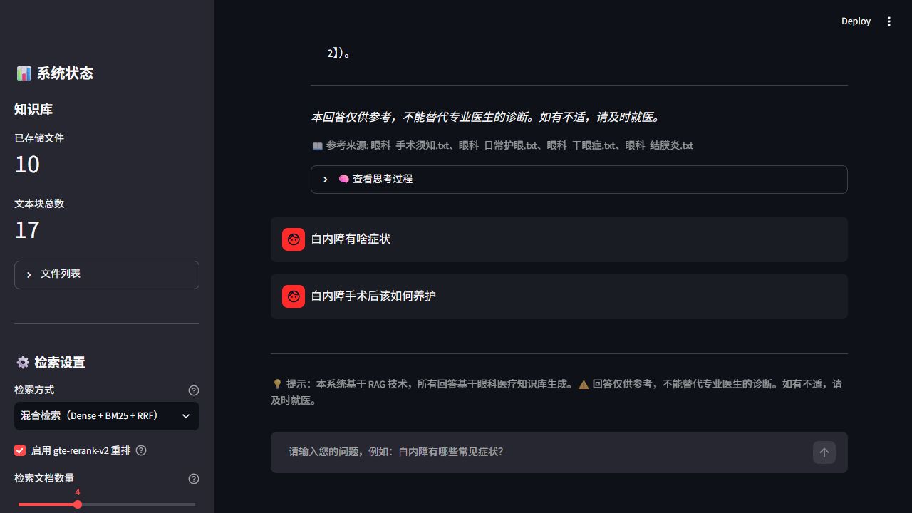 慧眼医助眼科问答界面预览